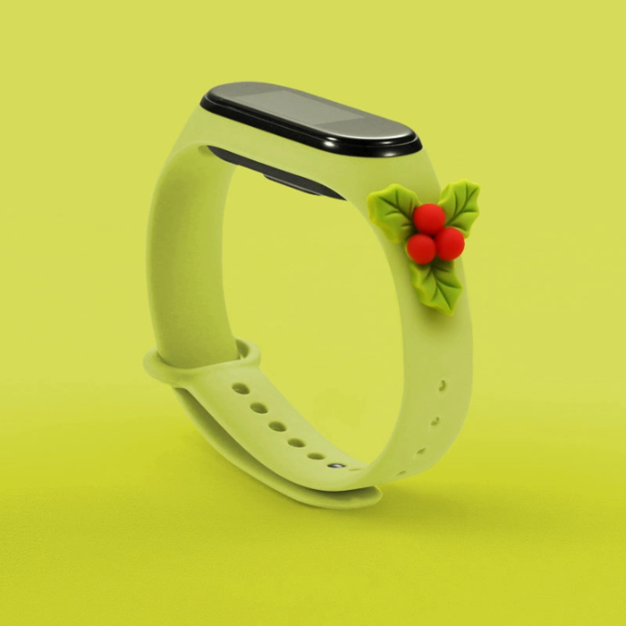 OEM - Xiaomi Mi Smart Band 5/6 Silikon Strap Xmas Mistletoe - Grön