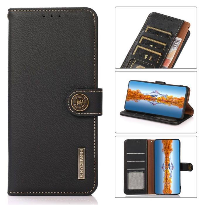 KHAZNEH - KHAZNEH Xiaomi Mi 11 Ultra Plånboksfodral Äkta Läder Kickstand - Svart