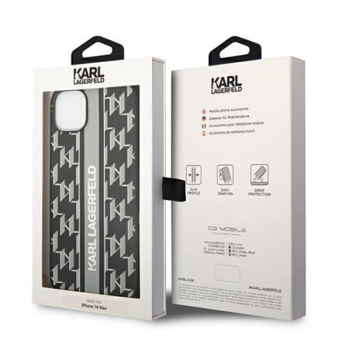 KARL LAGERFELD - Karl Lagerfeld iPhone 14 Skal Monogram Stripe - Svart