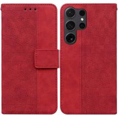 OEM - Pl&aring;nboksfodral f&ouml;r Samsung Galaxy S26 Ultra Konstl&auml;der med rem - R&ouml;d