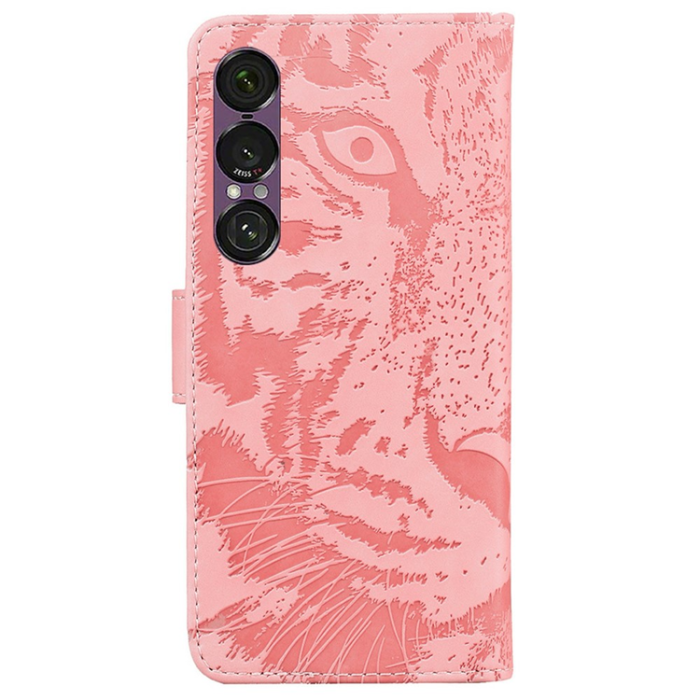 OEM - Sony Xperia 1 VII Plånboksfodral Tiger Print - Rosa