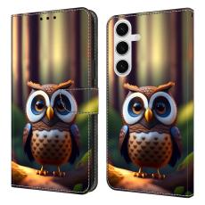 OEM - Pl&aring;nboksfodral f&ouml;r Samsung Galaxy S26 Konstl&auml;der M&ouml;nster - Brun Uggla