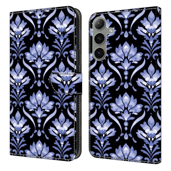 OEM - Plånboksfodral för Samsung Galaxy S26 Konstläder Mönster - Blommor - Svart