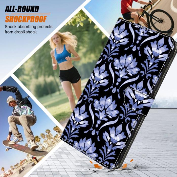 OEM - Plånboksfodral för Samsung Galaxy S26 Konstläder Mönster - Blommor - Svart