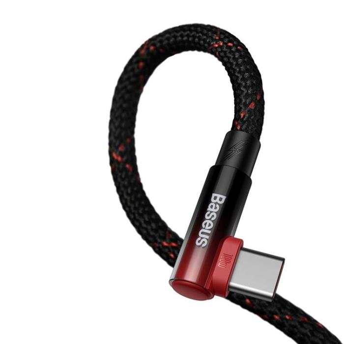 BASEUS - Baseus MVP USB-C till USB-A kabel 100W 1m - Svart/Röd