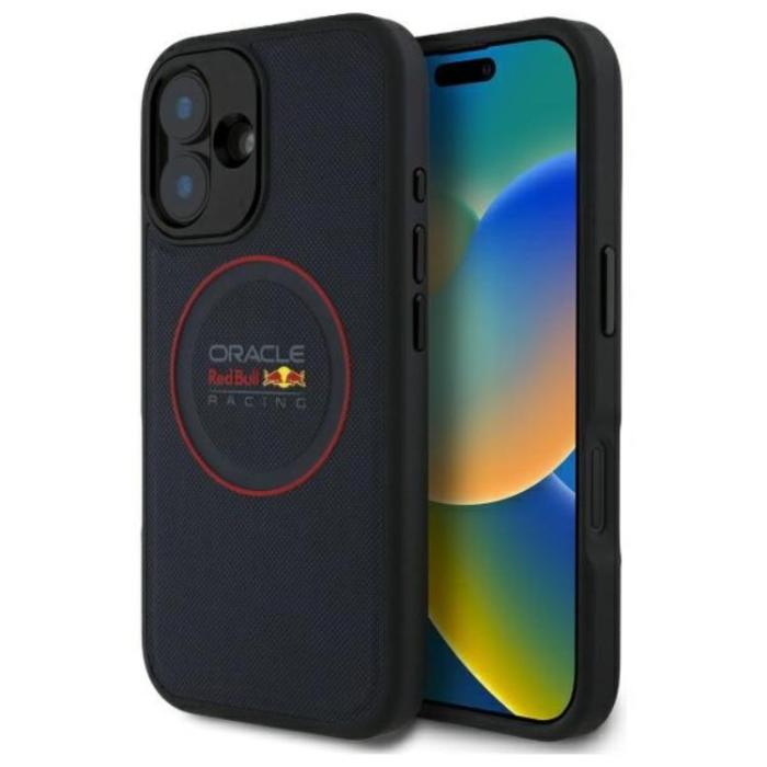 Red Bull - Red Bull iPhone 16 Plus Mobilskal MagSafe Läder Red Ring - Navy