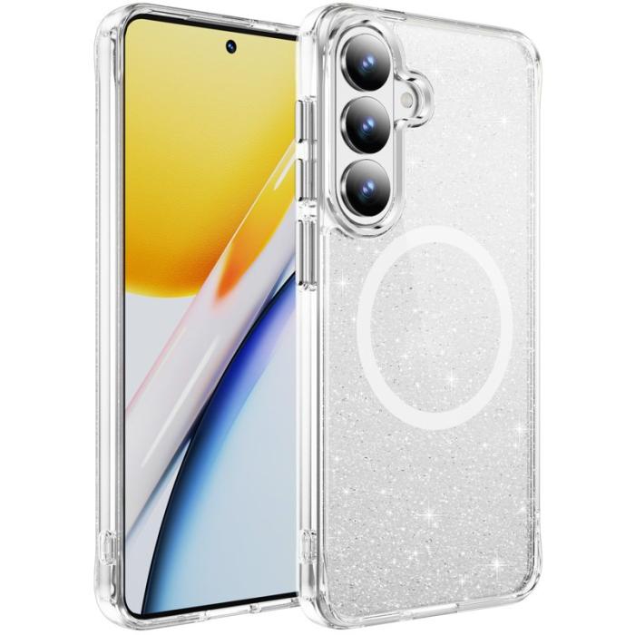 OEM - Mobilskal för Samsung Galaxy S26 Plus Glitter Magnetiskt PC + TPU - Vit