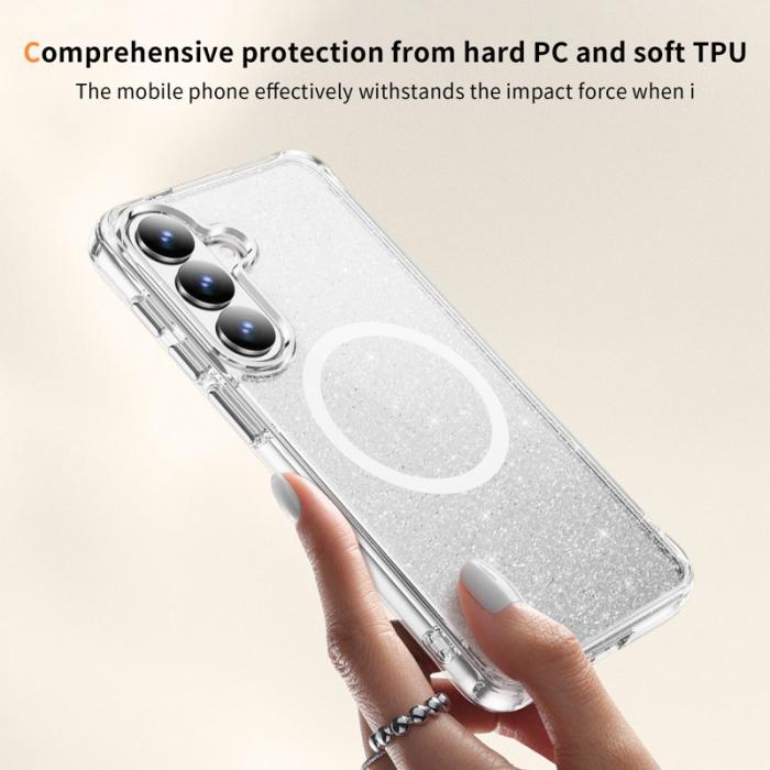 OEM - Mobilskal för Samsung Galaxy S26 Plus Glitter Magnetiskt PC + TPU - Vit