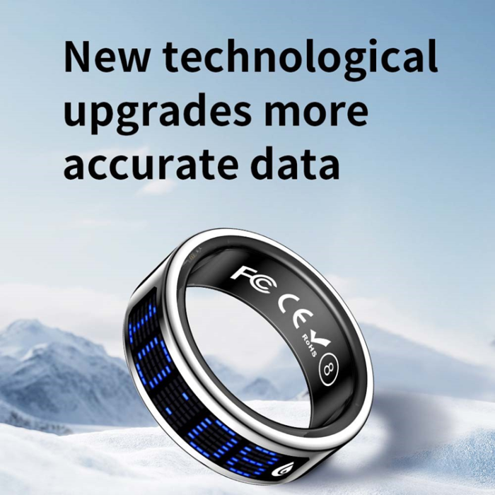 A-One Brand - Digital Display Smart Ring med Laddningsfodral SR16 - Svart