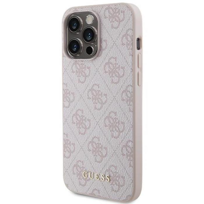 Guess - Guess iPhone 15 Pro Max Mobilskal 4G Metal Gold Logo - Rosa