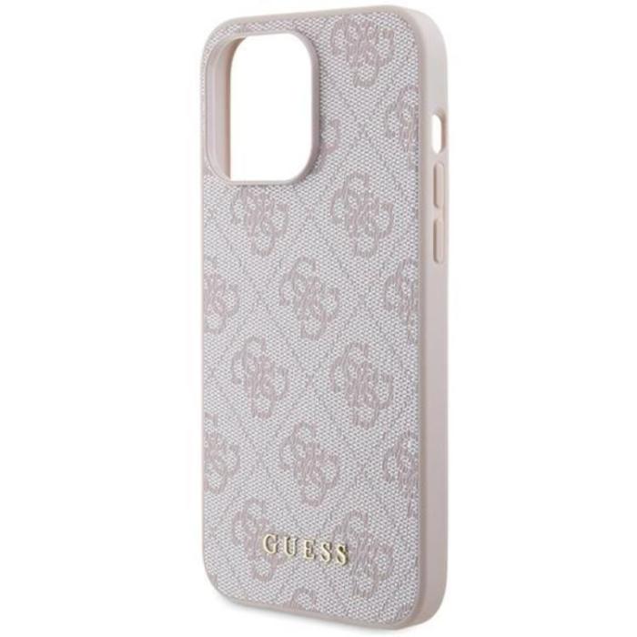 Guess - Guess iPhone 15 Pro Max Mobilskal 4G Metal Gold Logo - Rosa