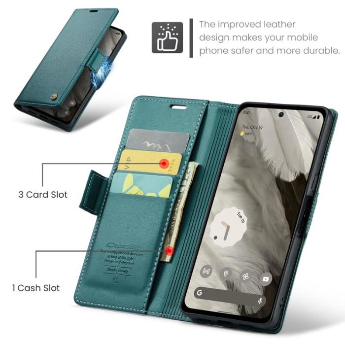 Caseme - CASEME Plånboksfodral Konstläder till Google Pixel 8 - Grön