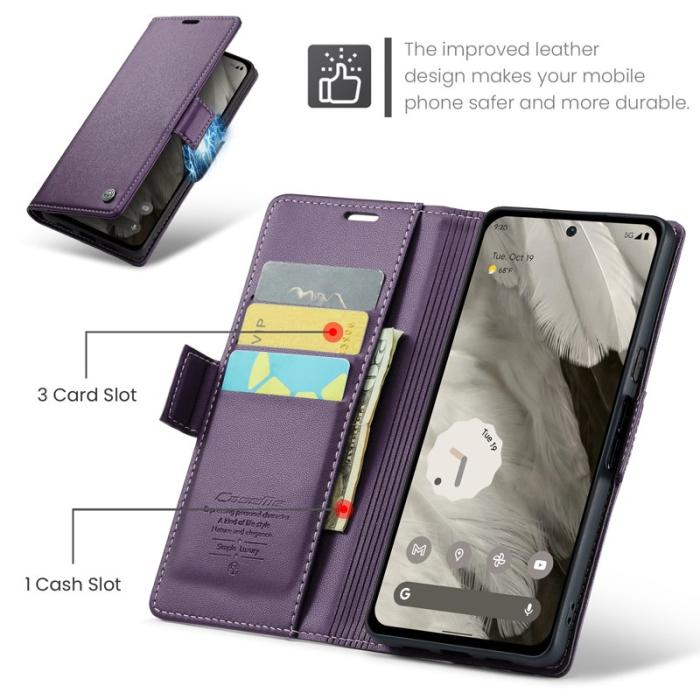 Caseme - CASEME Plånboksfodral Konstläder till Google Pixel 8 - Lila