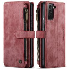 Caseme - CASEME Konstl&auml;der Pl&aring;nboksfodral f&ouml;r Samsung Galaxy S21 R&ouml;d med Rem