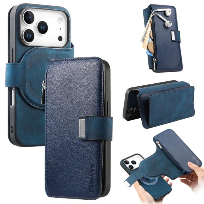 CASENEO - CASENEO MW-02 iPhone 17 Pro Max Plånboksfodral Konstläder - Blå
