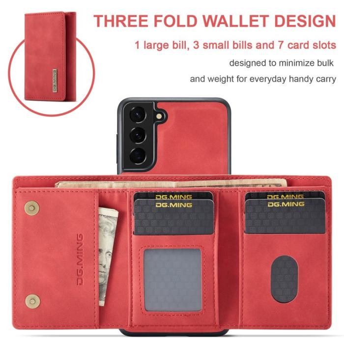 DG.MING - DG.MING M1 Wallet Mobilskal för Samsung Galaxy S21 FE - Röd