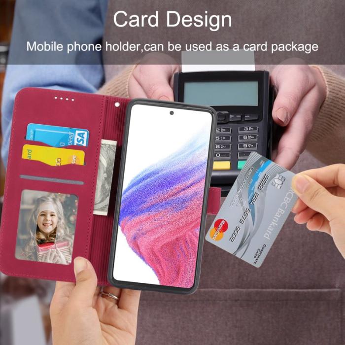 DIERFENG - DIERFENG DF-03 Plånboksfodral för Samsung Galaxy A53 5G - Konstläder - Röd