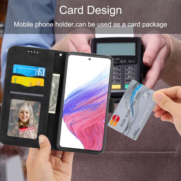 DIERFENG - DIERFENG DF-03 Plånboksfodral för Samsung Galaxy A53 5G - Konstläder - Svart