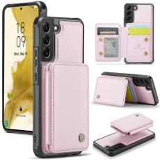 JEEHOOD - JEEHOOD J05 Mobilskal till Samsung Galaxy S22 5G L&auml;der med Kortfack - Rosa