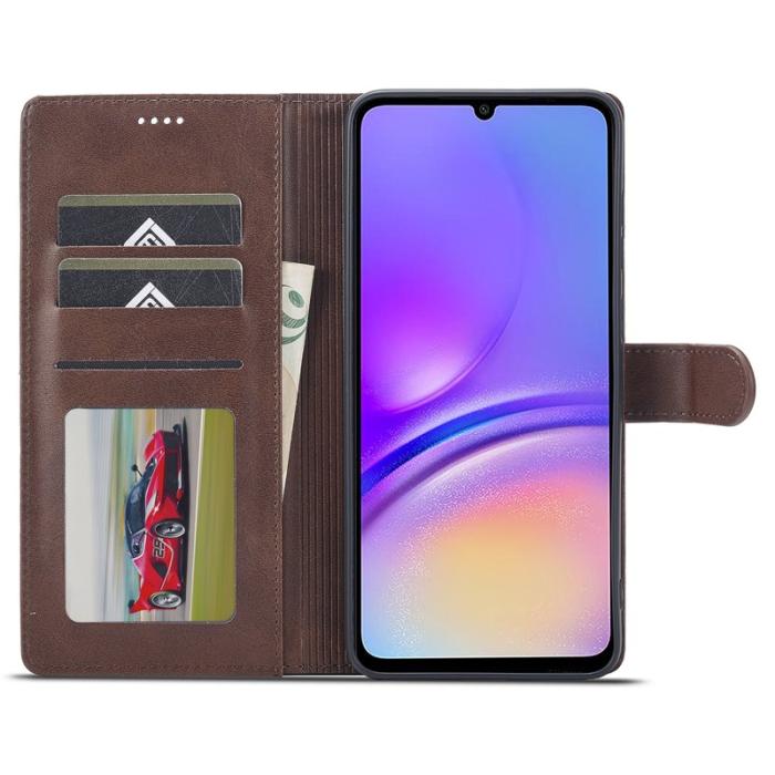 LC.imeeke - LC.IMEEKE Samsung Galaxy A06 Plånboksfodral Konstläder - Brun