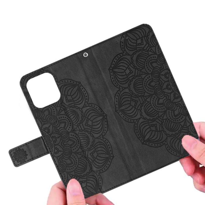 A-One Brand - iPhone 14 Plånboksfodral Mandala Flower - Svart