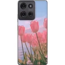 Gustaf - Mobilskal till Motorola Moto G75 med Rosa Tulpaner
