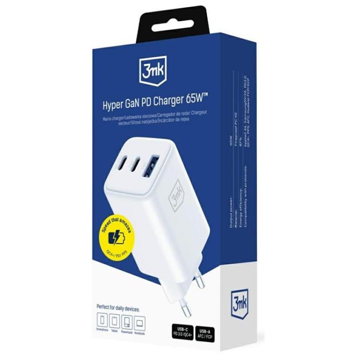 3MK - 3MK Snabbladdare 65W 1xUSB-A 2xUSB-C PD QC4+ Hyper GaN