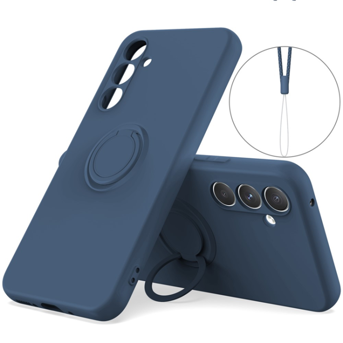 A-One Brand - Galaxy A17 5G Mobilskal Med Kickstand Silikon - Midnight Blå