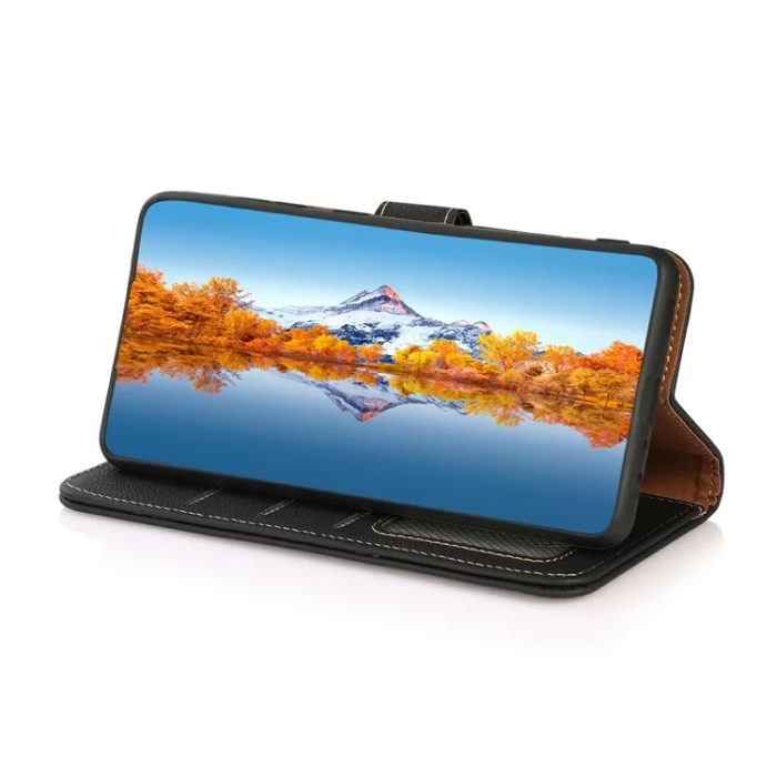 KHAZNEH - Khazneh Sony Xperia 1 VII Plånboksfodral Genuine Cow Läder - Svart