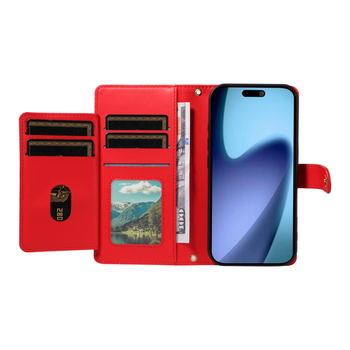 A-One Brand - iPhone Air Plånboksfodral Rhombus Läder - Röd