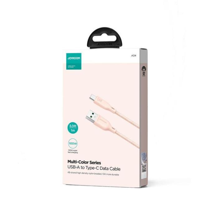 Joyroom - Joyroom USB-C till USB-A kabel 100W 1m Multi-Color - Rosa