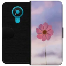 Gustaf - Pl&aring;nboksfodral till Nokia 3.4 med Rosa blomma