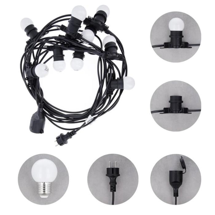 Forever Light - Forever Light Ljusgirlang 12m +10 Glödlampor G45 2W IP65 - Vit