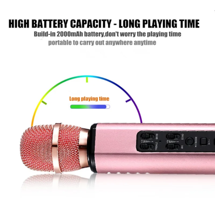 OEM - 2in1 Trådlös Mikrofon Bluetooth Högtalare Karaoke K6 - Silver