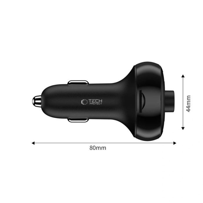 Tech-Protect - Tech Protect Billaddare USB-C Till USB-A 72W Plus Bluetooth - Svart