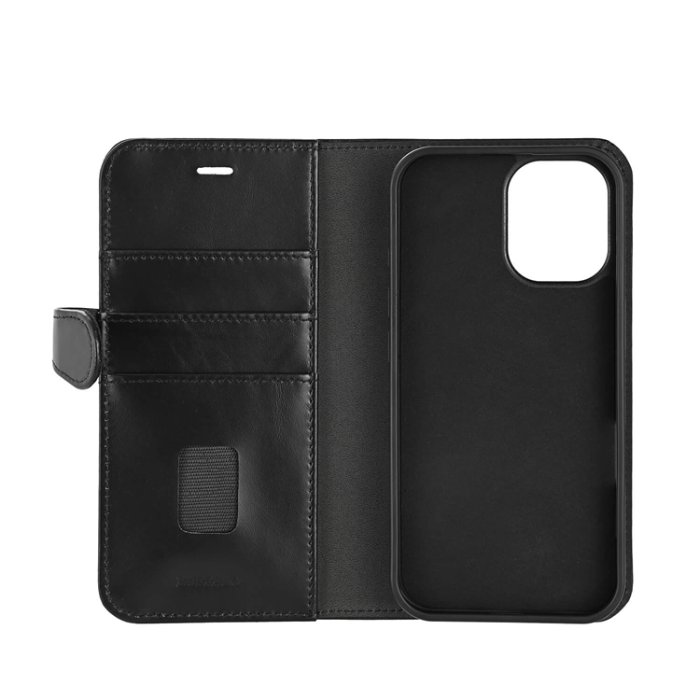 BUFFALO - BUFFALO äkta läder iPhone 16 Plånboksfodral MagSafe 2-i-1 - Svart