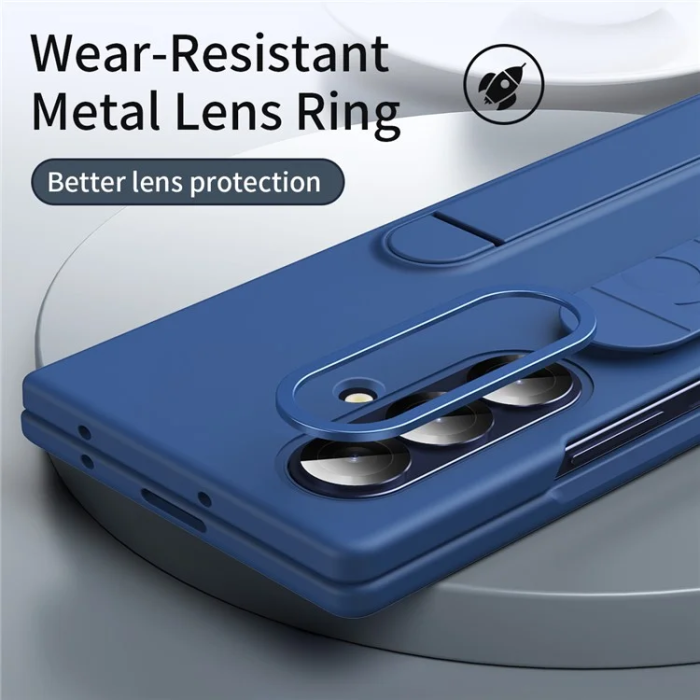 A-One Brand - Galaxy Z Fold7 5G Mobilskal Kickstand Armband PC Silicone - Blå