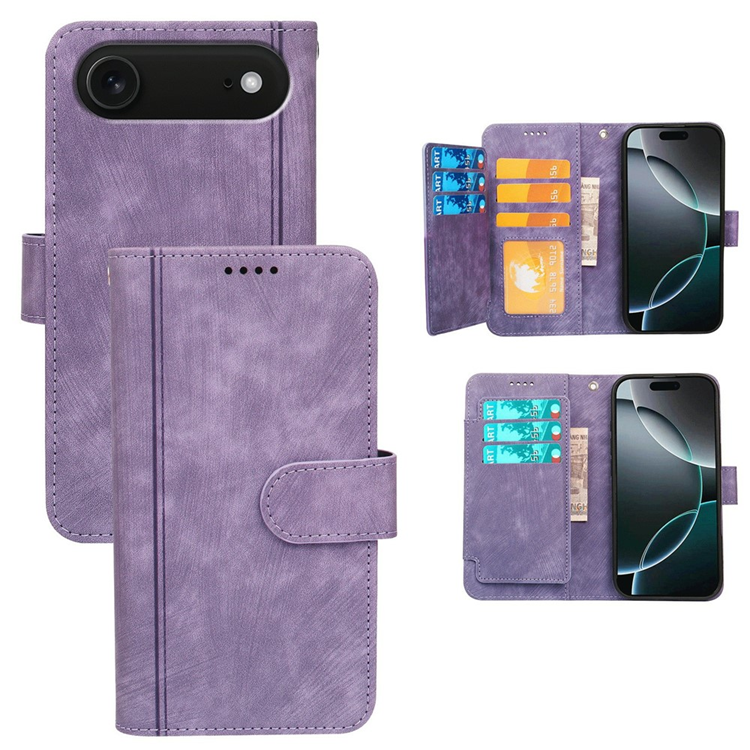 iPhone Air Plånboksfodral Line Pattern Läder - Lila | 2353 | AlltMobil