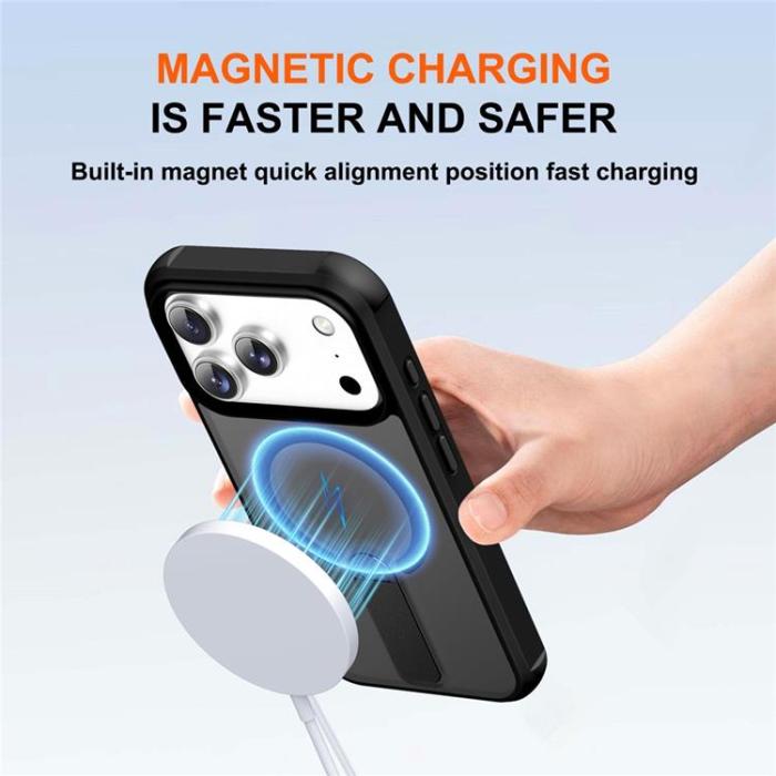 A-One Brand - iPhone 17 Pro Max Mobilskal MagSafe Kickstand - Svart