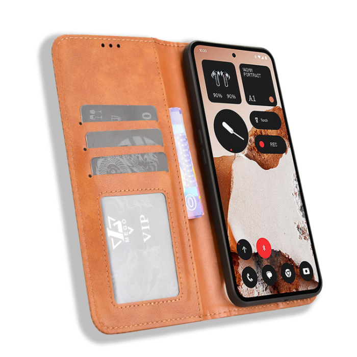 A-One Brand - Nothing CMF Phone 2 Pro Plånboksfodral Retro Kickstand - Brun