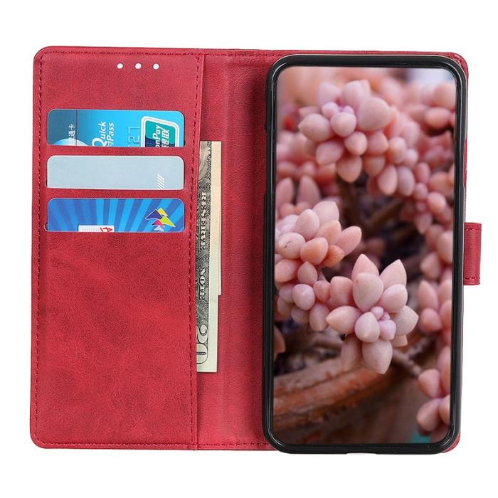 OEM - Samsung Galaxy S26 Ultra Fodral Äkta Läder Ställfunktion - Röd