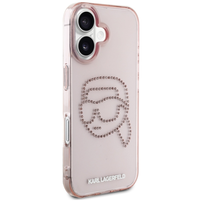 KARL LAGERFELD - Karl Lagerfeld iPhone 16 Mobilskal Rhinestones Karl Head - Rosa