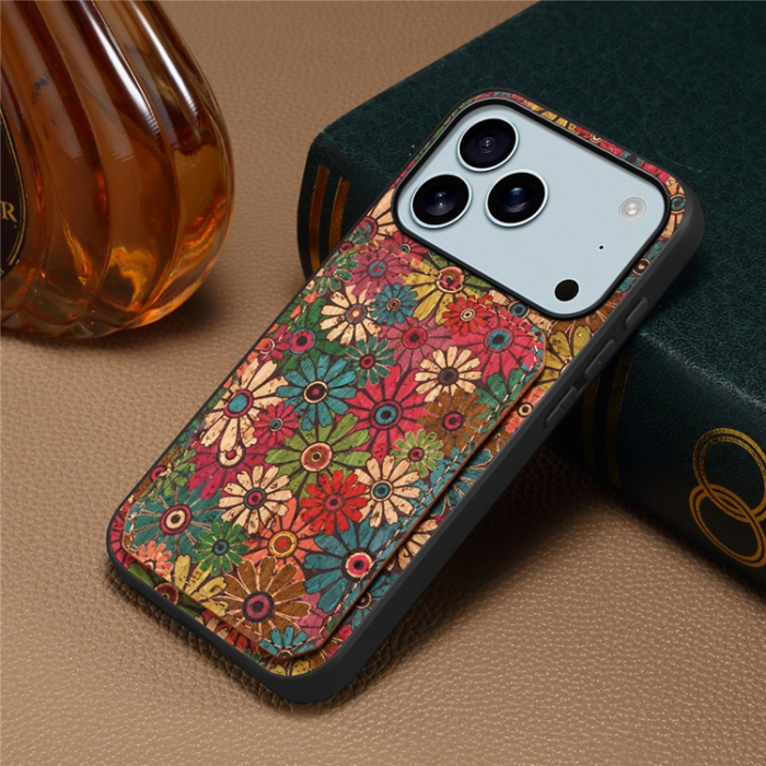 A-One Brand - iPhone 17 Pro Mobilskal Korthållare Blommor - Vår / Grön