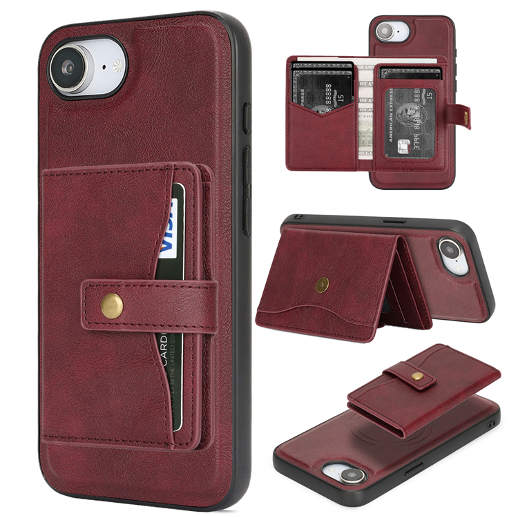 iPhone 16e Mobilskal MagSafe Detachable Korthållare (Röd) | 2353 | AlltMobil