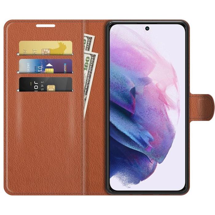 OEM - Litchi Magnetic Fodral Galaxy S22 Plus 5G - Brun