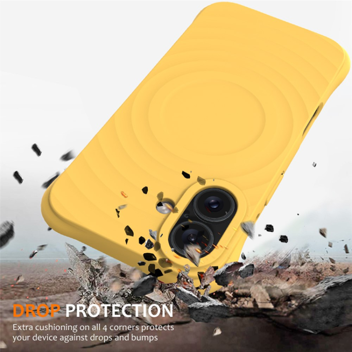 A-One Brand - iPhone 17 Mobilskal MagSafe Silikon Ripple Liquid - Gul