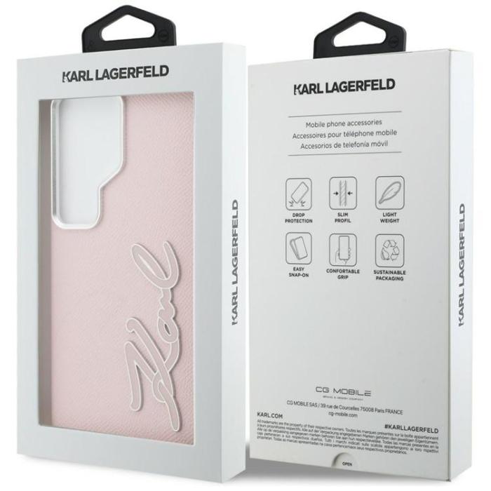 KARL LAGERFELD - Karl Lagerfeld Mobilskal För Galaxy S26 Ultra Grained Metal Resin Logo - Rosa