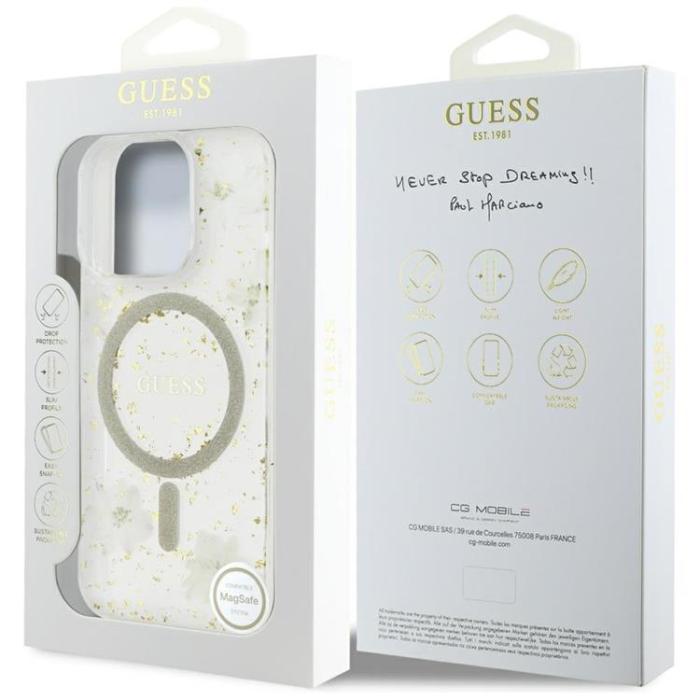 Guess - Guess iPhone 16 Pro Mobilskal MagSafe Resin Flowers - Beige