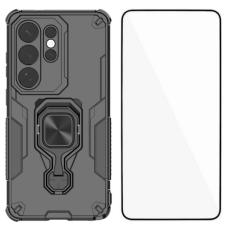 WANLONFENG - WANLONFENG Mobilskal till Samsung Galaxy S26 Ultra Plast Kickstand - Svart