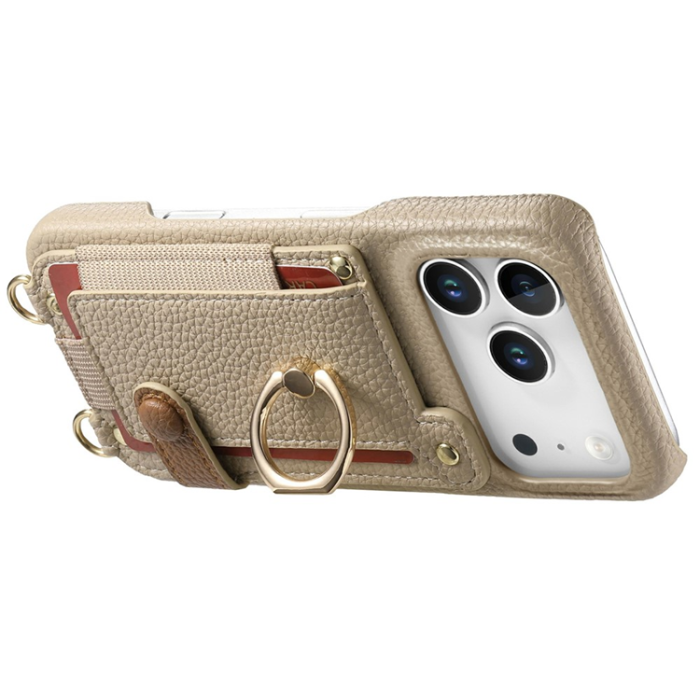 A-One Brand - iPhone 17 Pro Mobilskal med Korthållare Ring Kickstand - Khaki